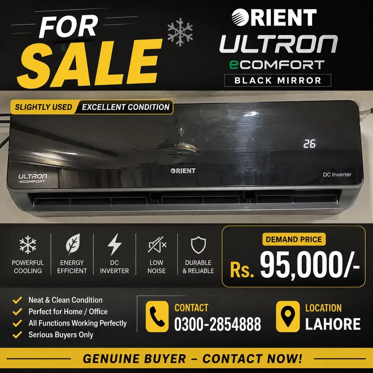 ❄️ ORIENT ULTRON eCOMFORT BLACK MIRROR AC — FOR SALE ❄️