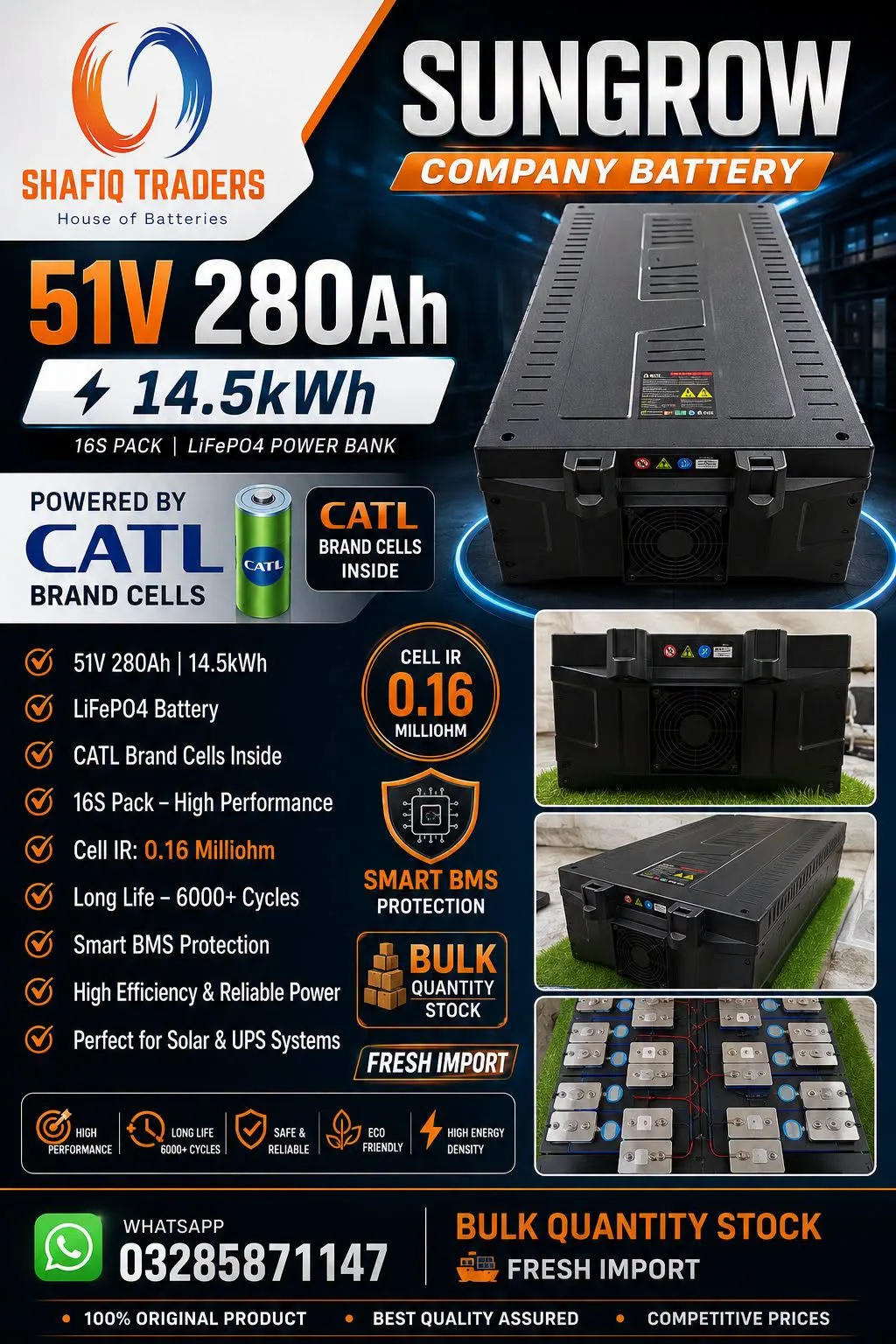 🔋 SUNGROW 51V 280Ah 14.5kWh Lithium Battery For Sale