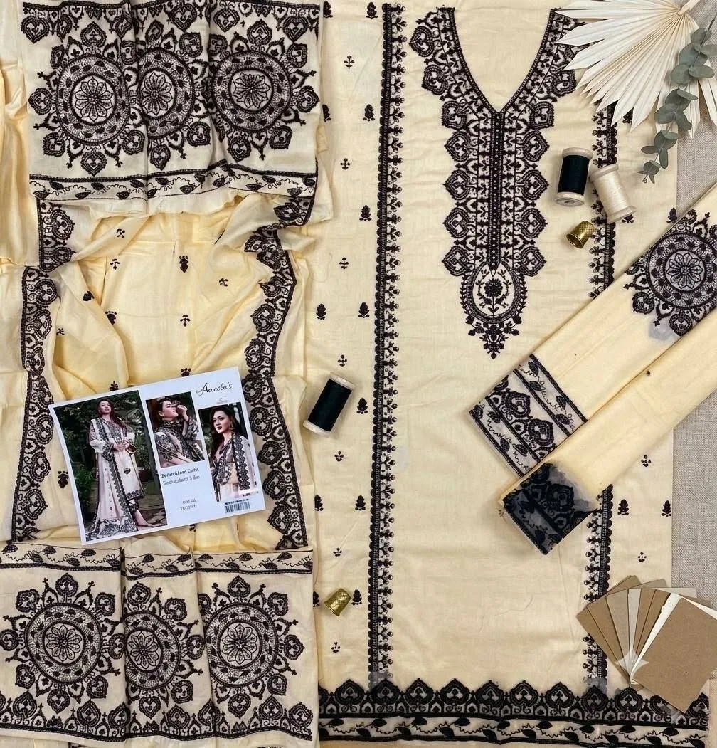 β¨ ANEELA'S Luxury Embroidered Lawn 3 Piece Suit β¨