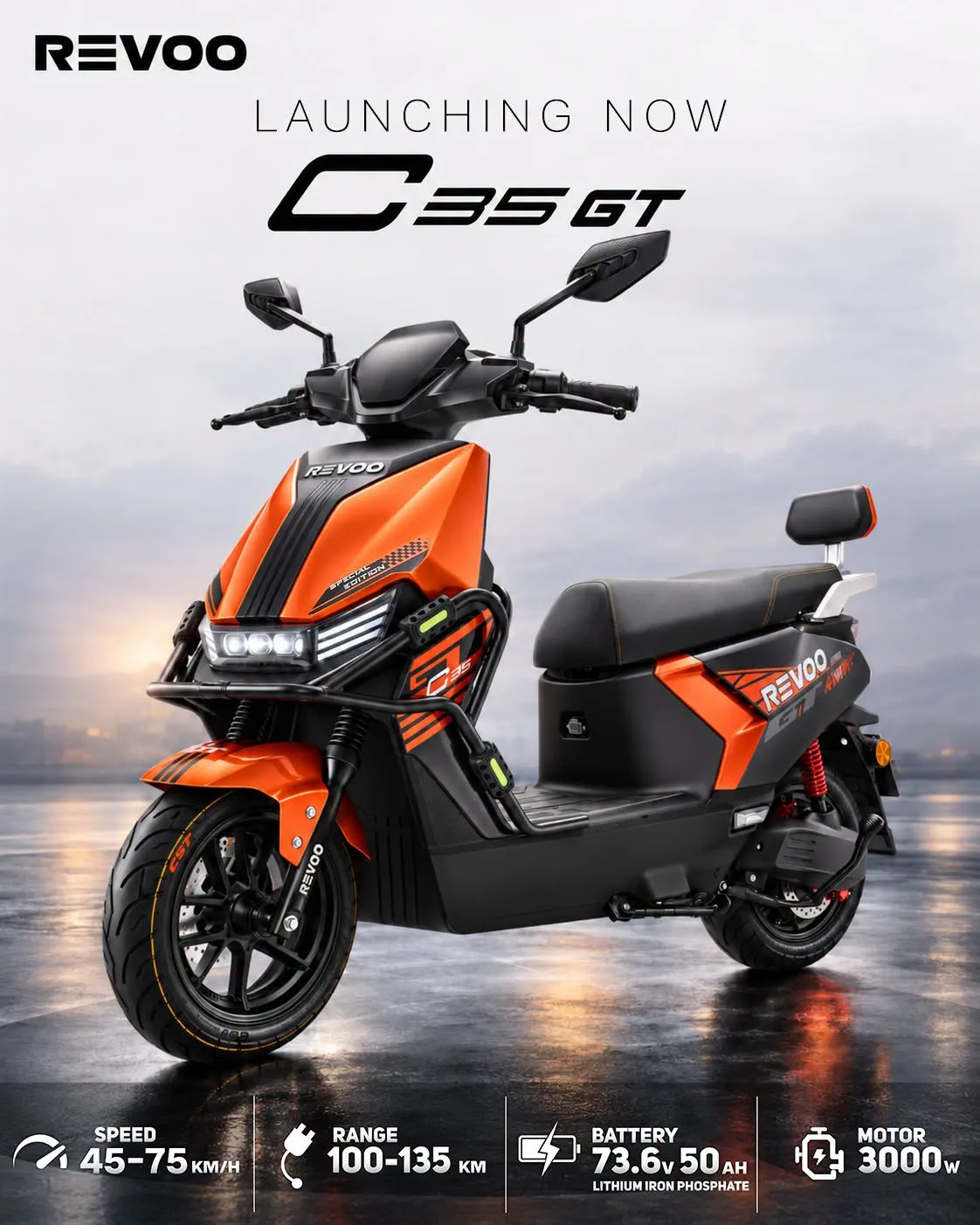Revoo C35 GT Electric Scooter – 75 KM/H | 135 KM Range