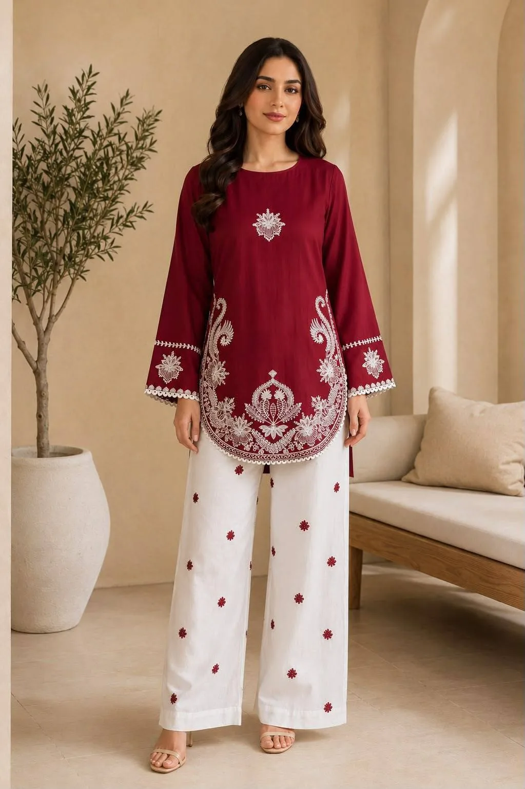 🌸 Premium 2-Piece Embroidered Dress 🌸