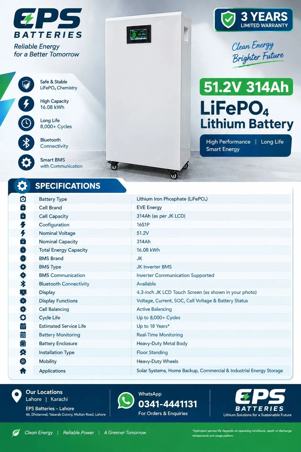 EPS Batteries 16.08kWh LiFePO₄ Lithium Battery 🔋⚡