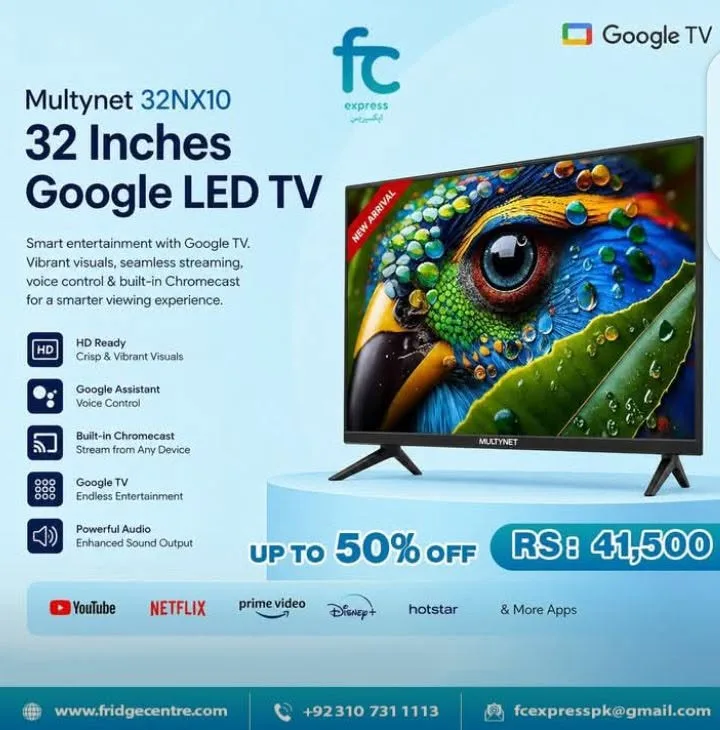 Multynet 32" Google LED TV | Smart Google TV | Voice Control | Special Discount Offer