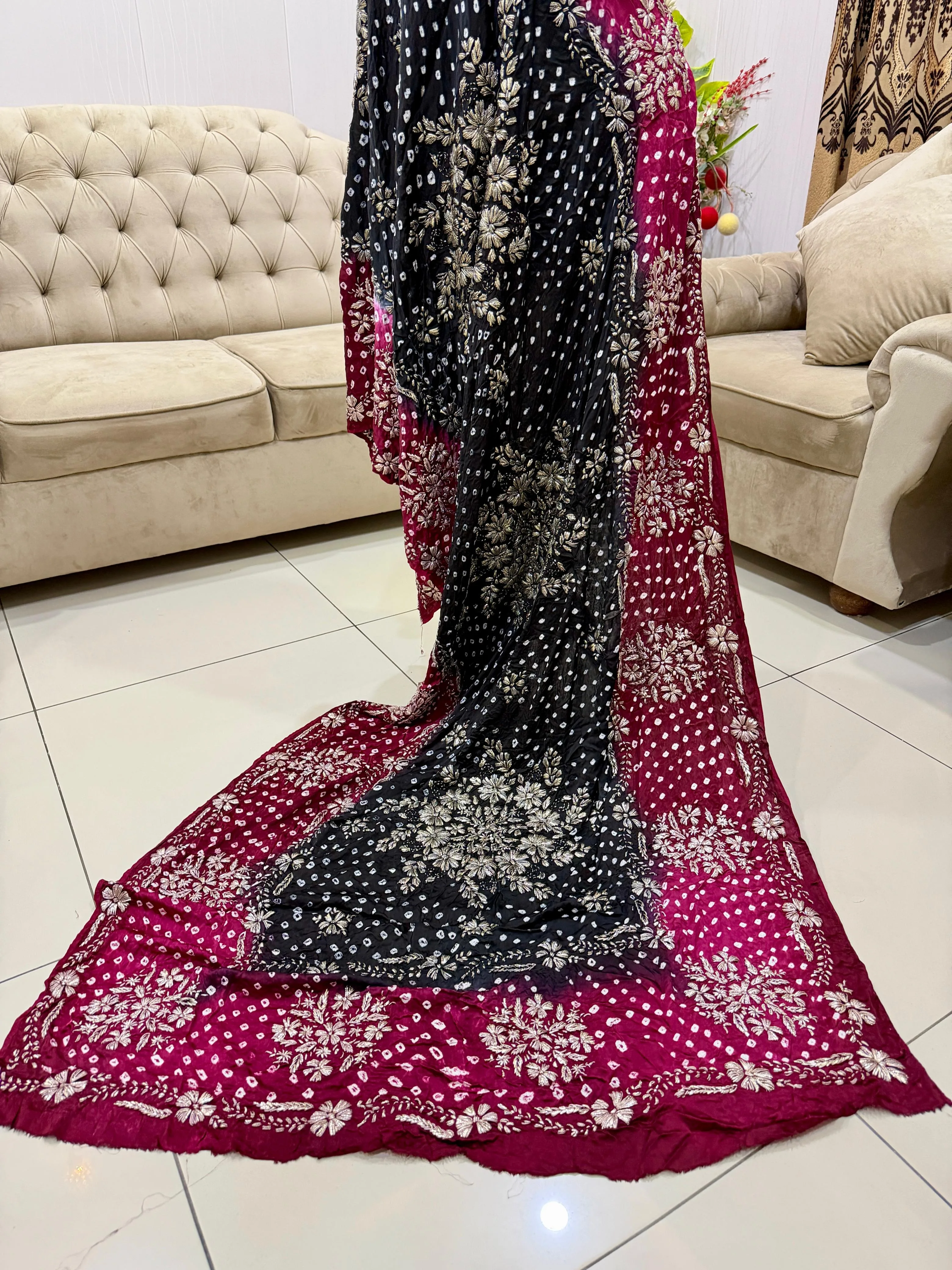 ✨ Premium Mehndi & Mayoun Chunri Gotta Work Shawl | Pure Shamoze Silk | Bridal Collection