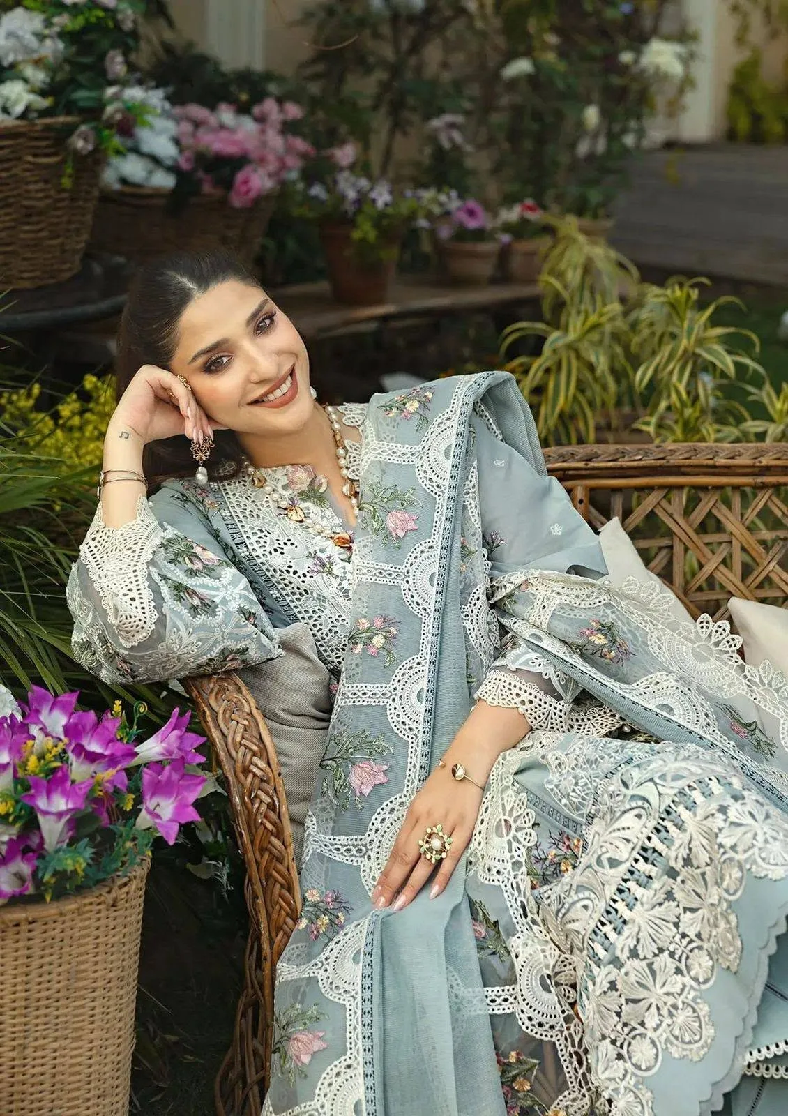 ELAF Chikankari Premium Lawn Collection | Heavy Embroidered 3 Piece Suit