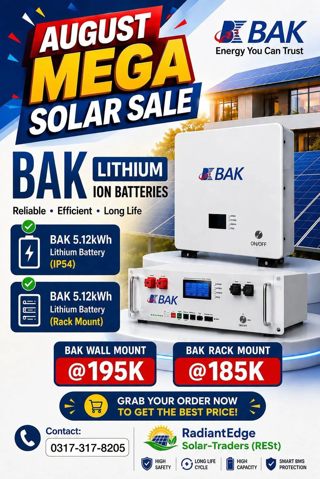 ⚡ BAK Lithium Ion Batteries – August Mega Solar Sale ☀️