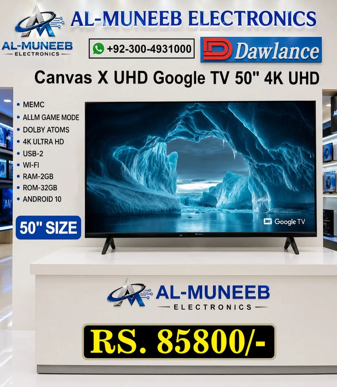 Dawlance 50" Canvas X UHD Google TV – 4K UHD