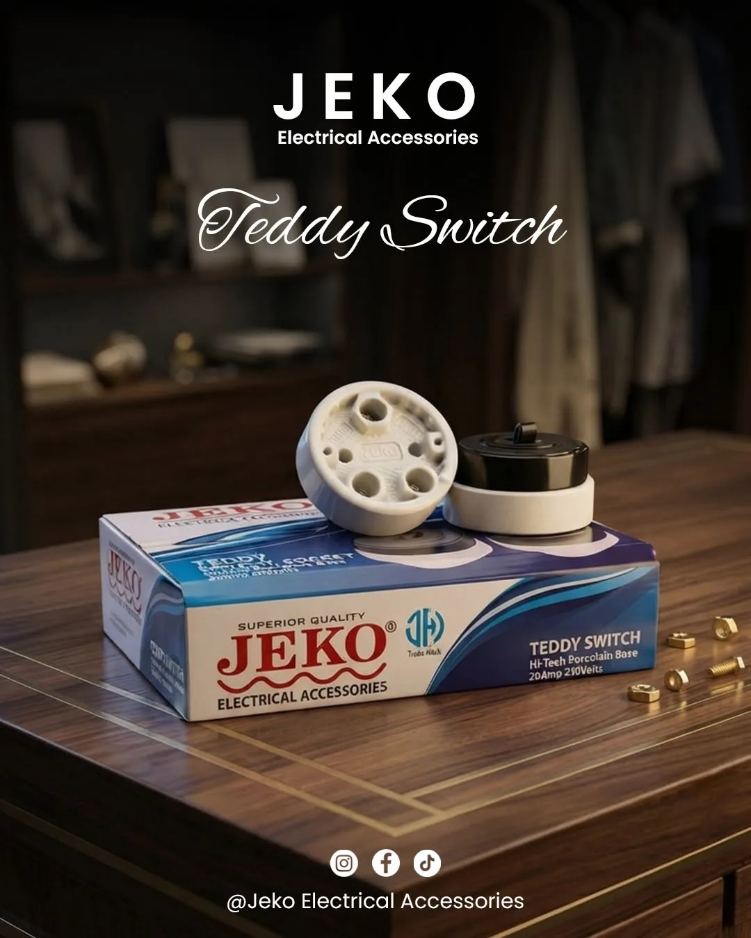 JEKO Teddy Switch | Premium Porcelain Base | Durable Electrical Switch