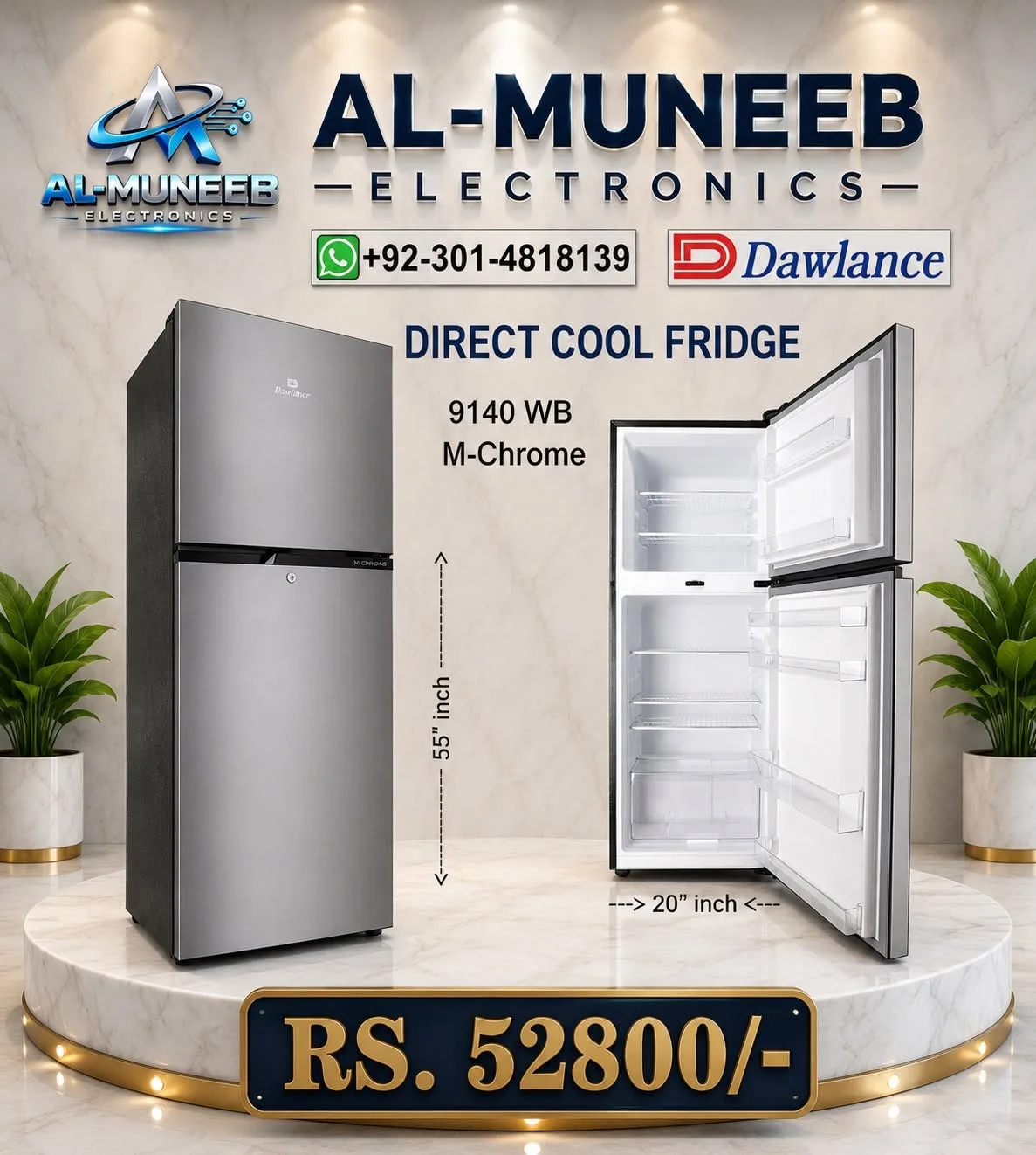 π§ DAWLANCE 9140 WB M-CHROME DOUBLE DOOR FRIDGE π₯ β¨ Special Offer From Al-Muneeb Electronics