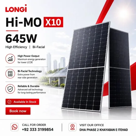 ☀️ LONGi Hi-MO X10 645W Bi-Facial Solar Panel – Karachi Only