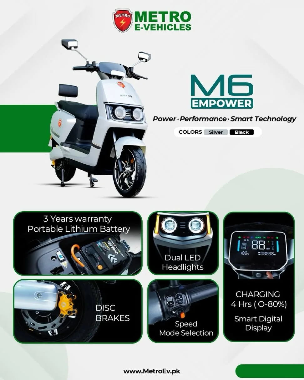 Metro M6 Empower Electric Scooter | Up to 125KM Range | Starting from Rs. 250,000