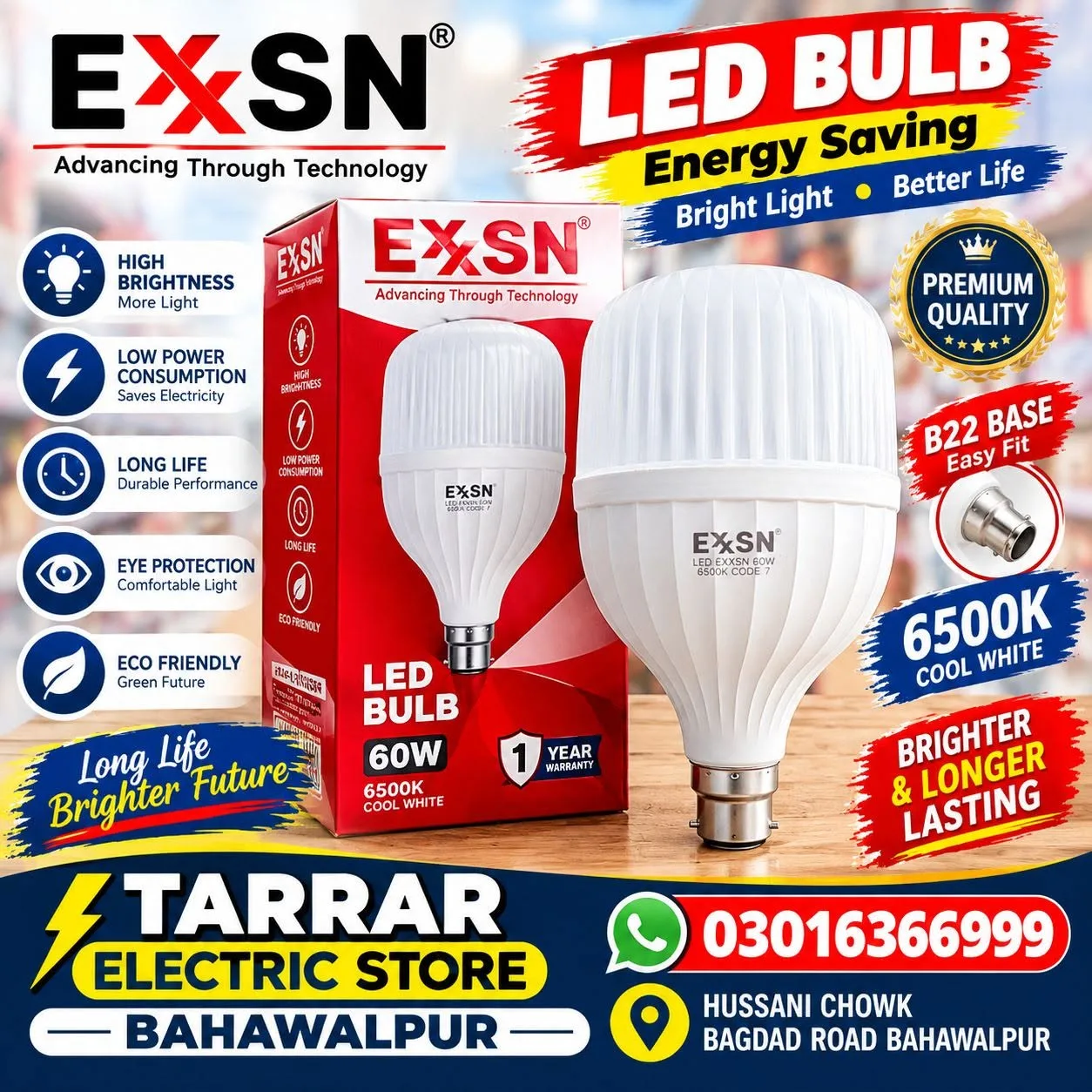 💡 EXSN 60W LED Bulb – Premium Quality