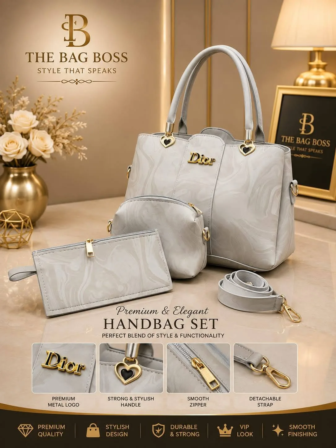 Premium 3-Piece Handbag Set ✨ | 👜 Elegant & Stylish VIP Look