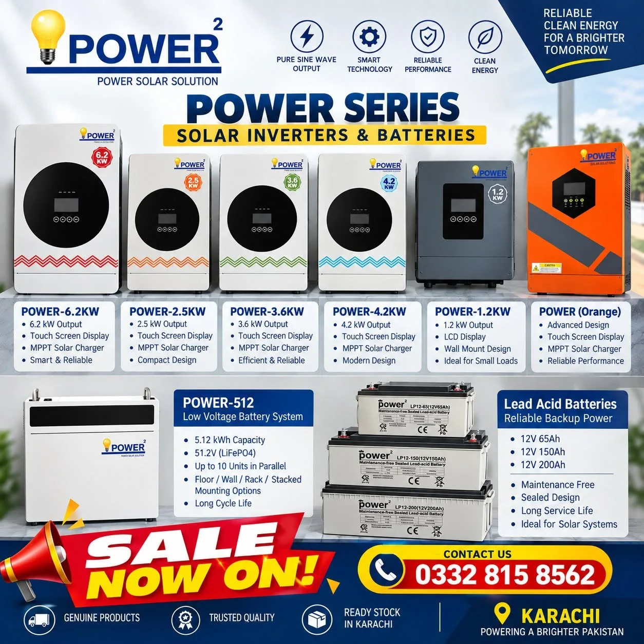 POWER² Super Sale On! ⚡ 🔌 Solar Inverters From 1.2KW To 6.2KW