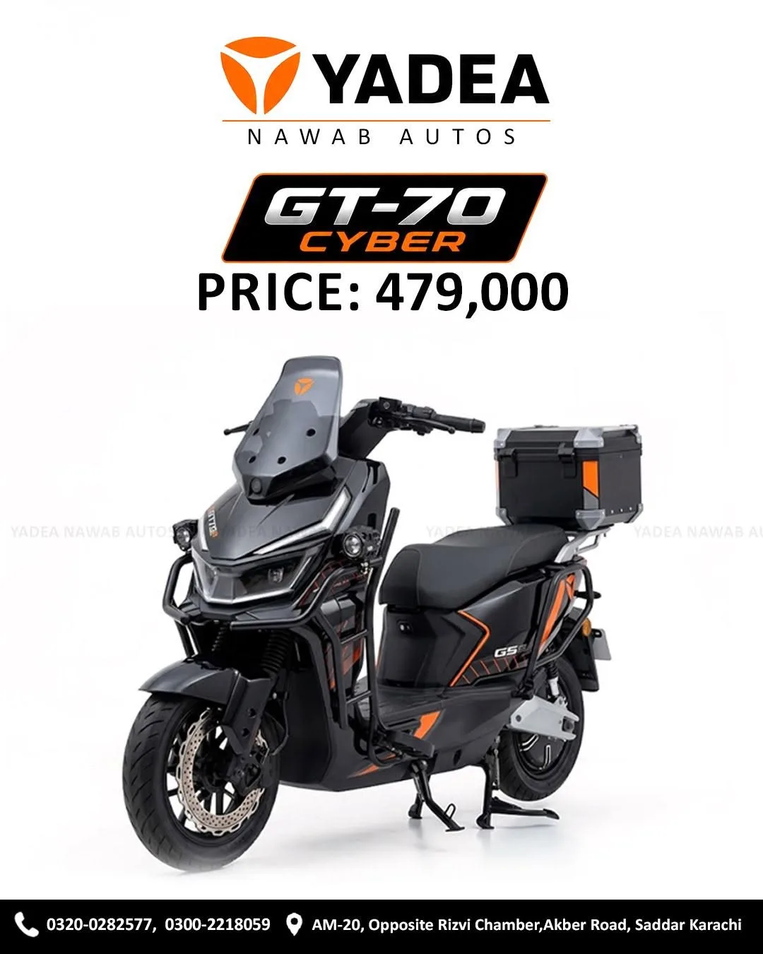 YADEA GT-70 Cyber Electric Scooter 2000W 50Ah Lithium Battery – Brand New