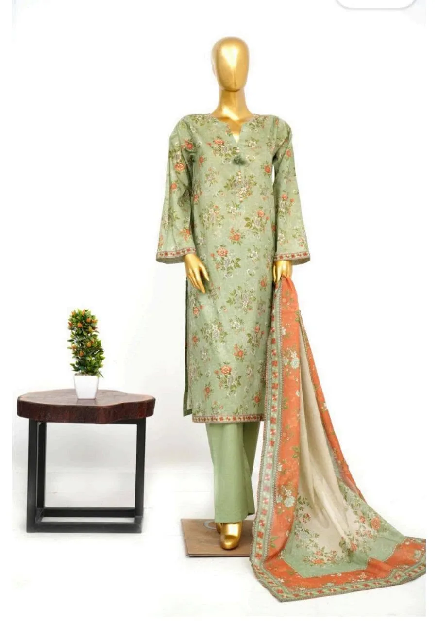 Bin Saeed Stitched 3 Piece Digital Printed Lawn Suit | Summer Collection