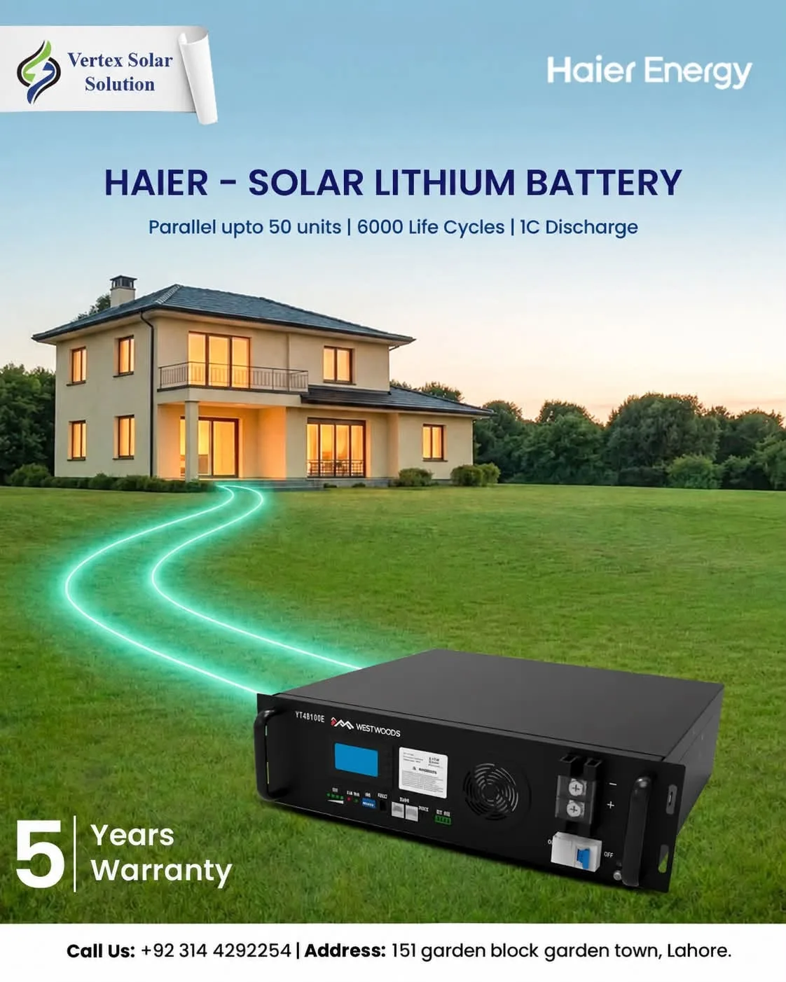 Vestwoods VT48100E Solar Lithium Battery – 48V 100Ah