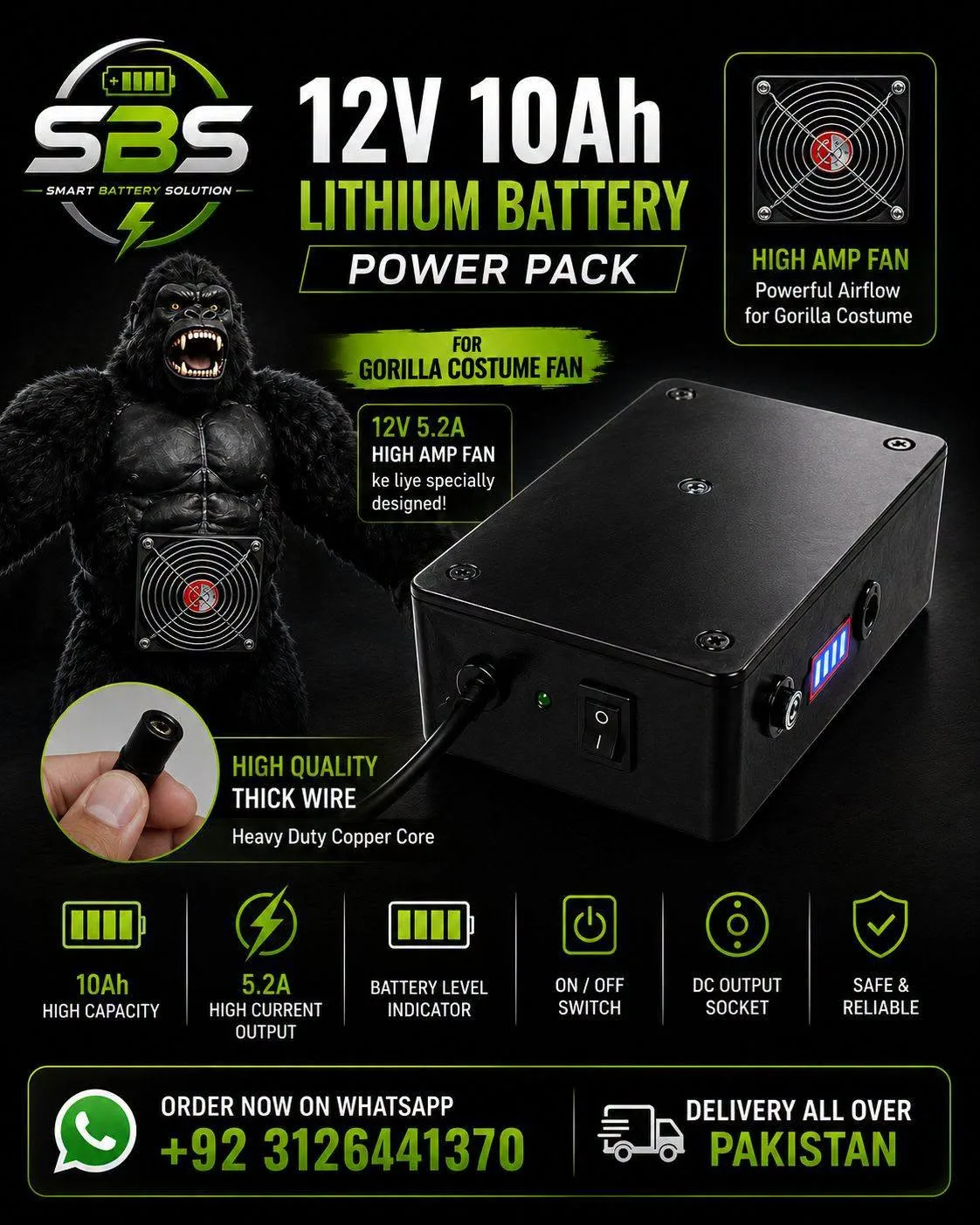 π 12V 10Ah Lithium Battery β High Amp Power Pack