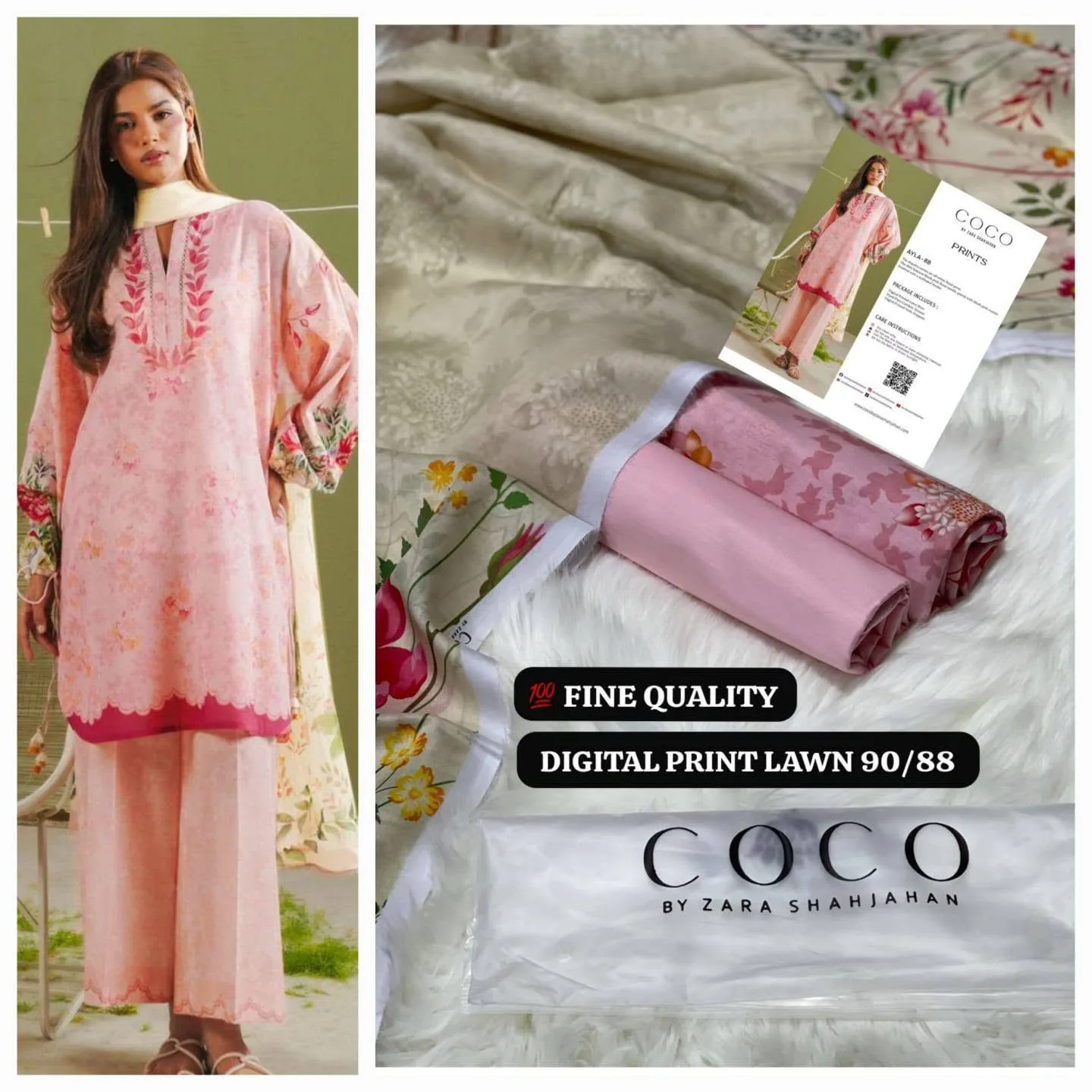 CoCo by Zara Shahjahan Premium Digital Printed Airjet Lawn 3 Piece Suit