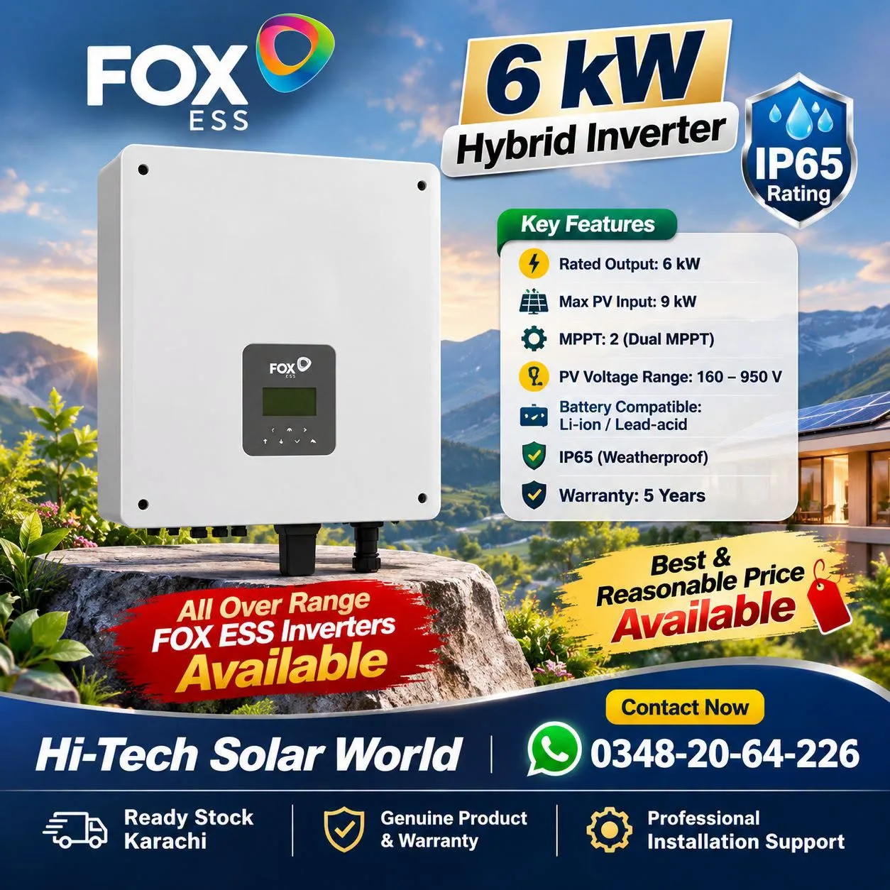 FOX ESS 6kW Hybrid Inverter ā”