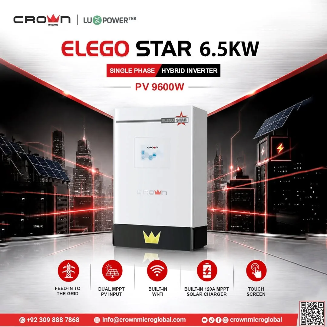 ⚡ CROWN Micro ELEGO STAR 6.5KW — Smart Hybrid Solar Inverter ☀️