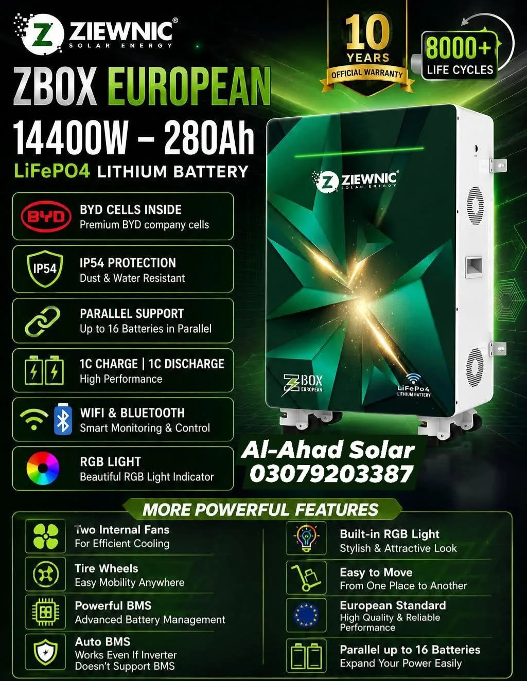 πβοΈ Ziewnic Z-BOX European 14.4kWh Lithium Battery