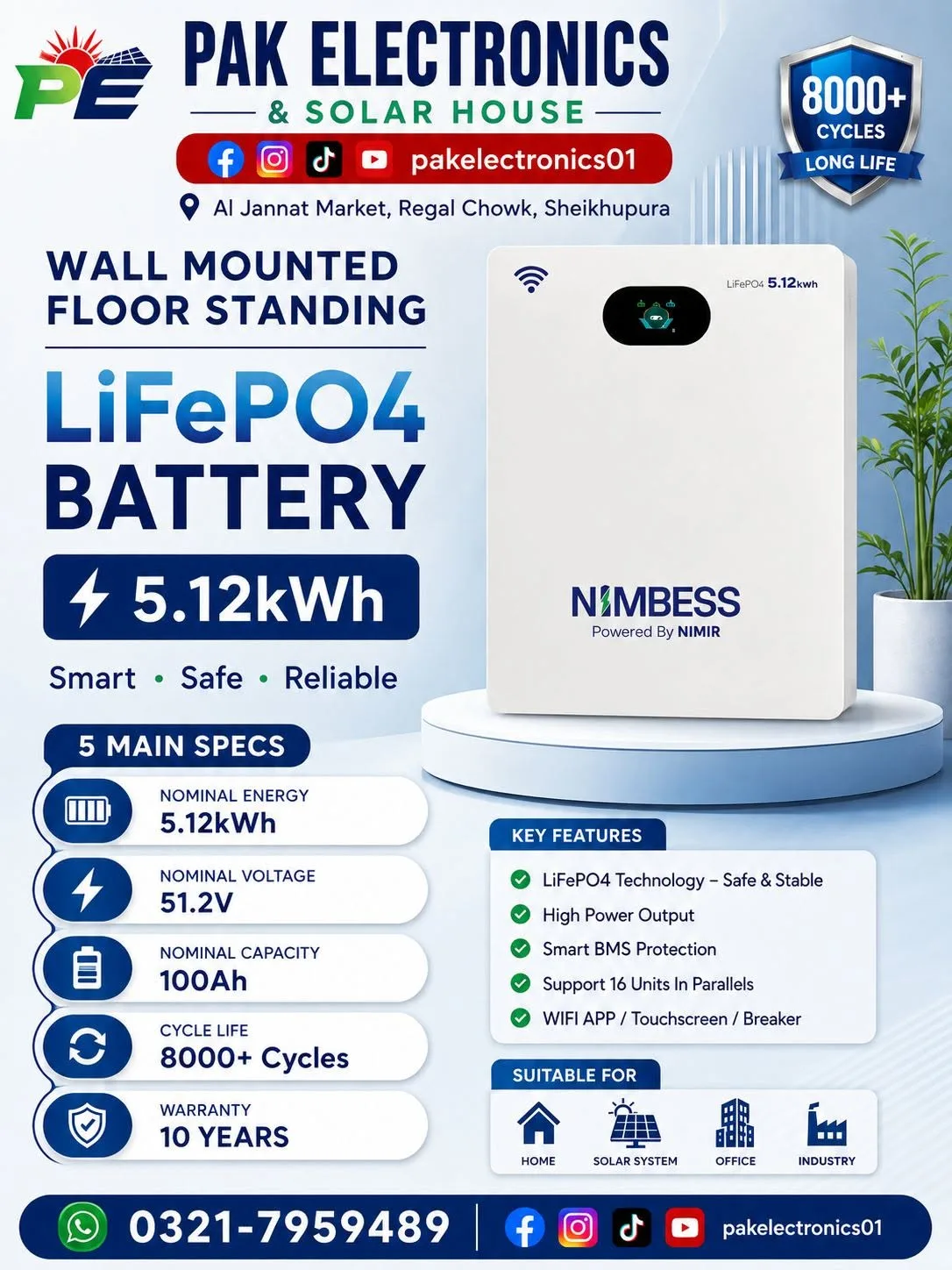🔋 NIMBESS LiFePO₄ Lithium Battery — 5.12kWh ⚡