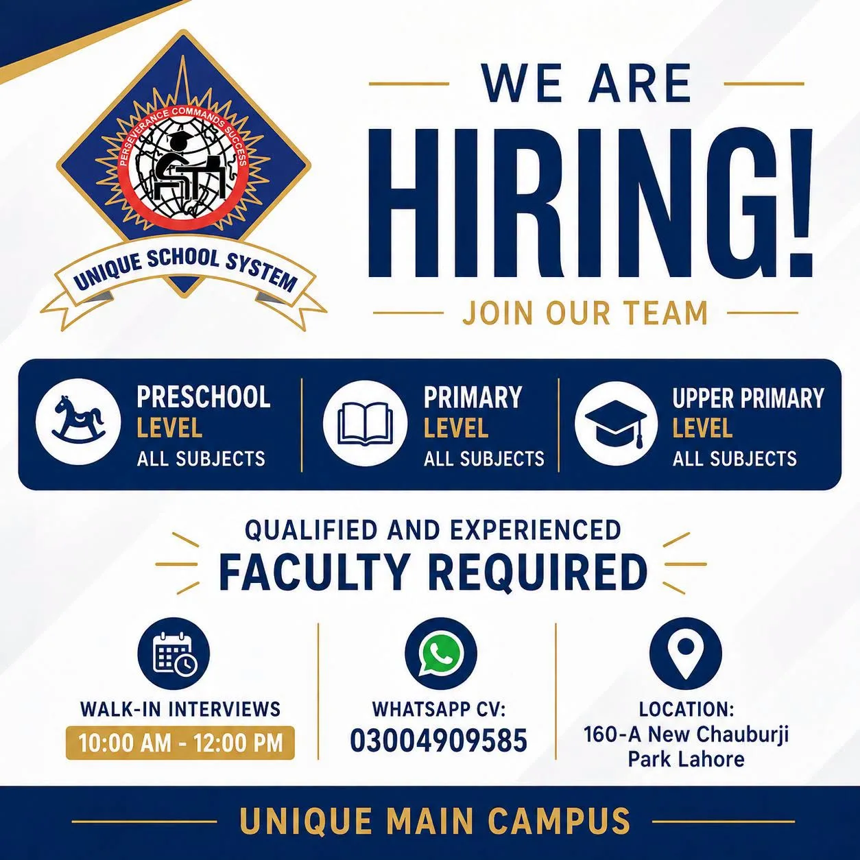 Teaching Jobs in Lahore | Unique School System Hiring Qualified Faculty