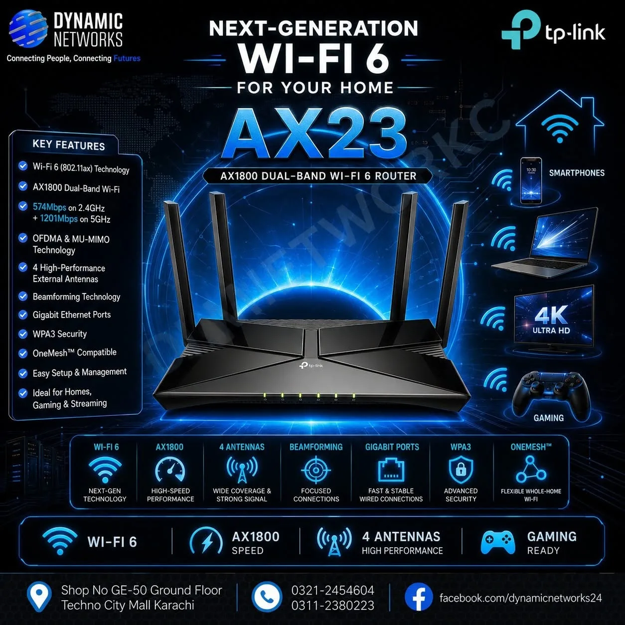 TP-Link Archer AX23 AX1800 Dual-Band Wi-Fi 6 Router | Ready Stock