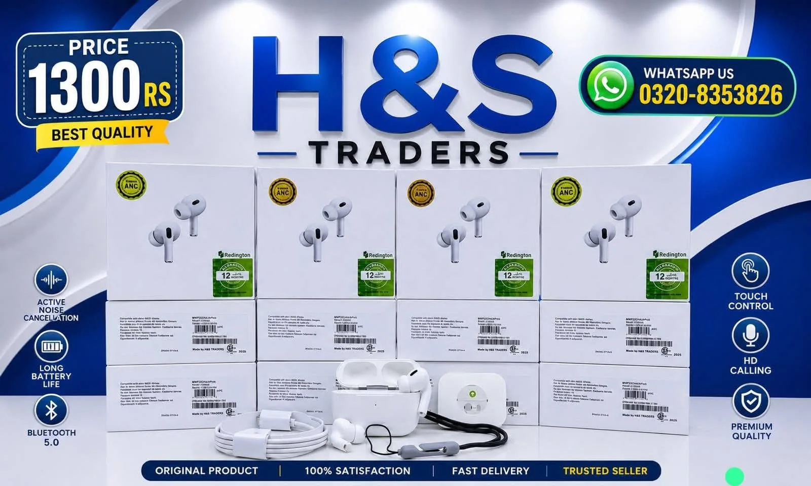Premium ANC Wireless Earbuds | Bluetooth 5.0 | HD Calling | Best Quality – Rs. 1,300