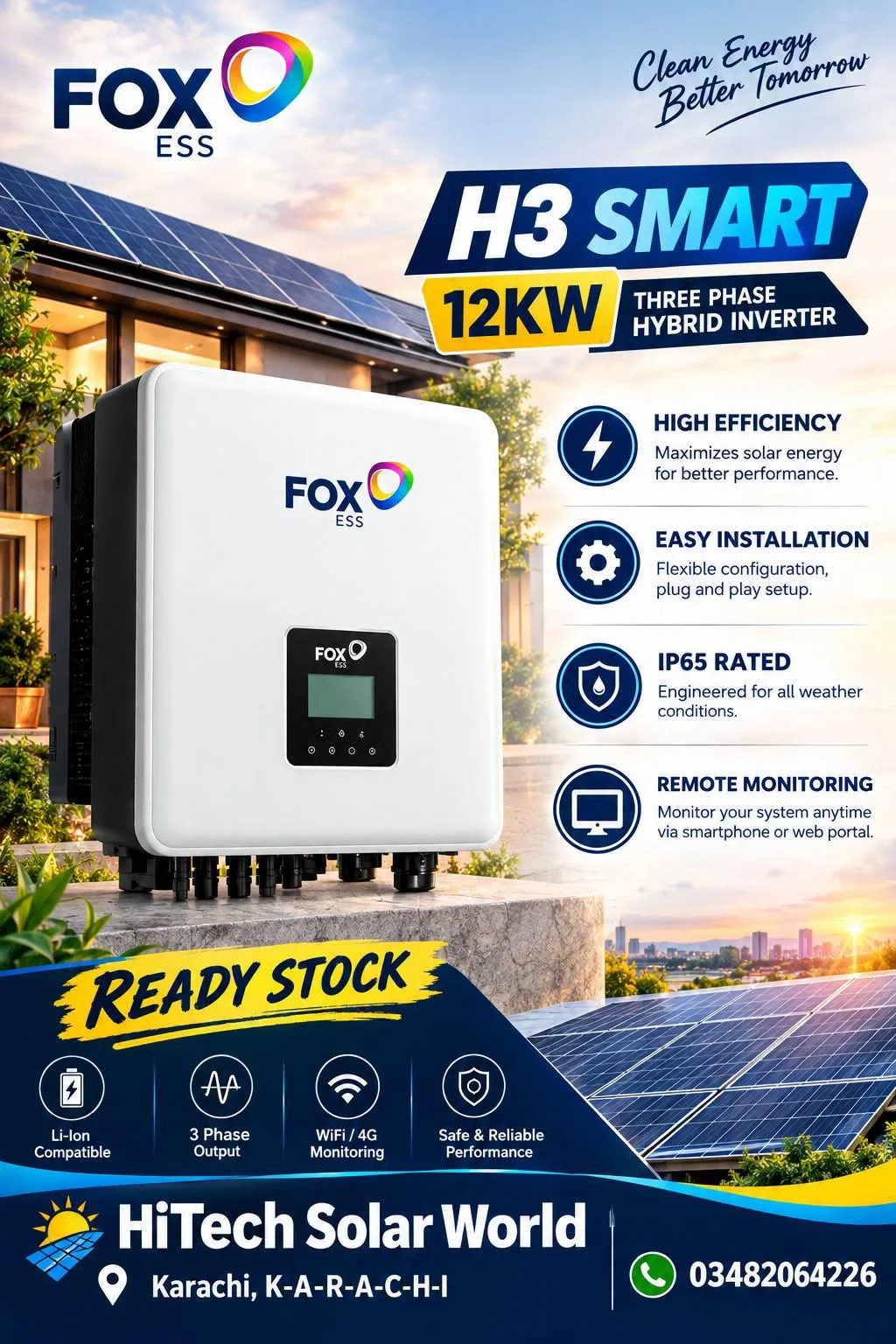 Fox ESS H3 Smart 12KW 3-Phase Hybrid Inverter β‘