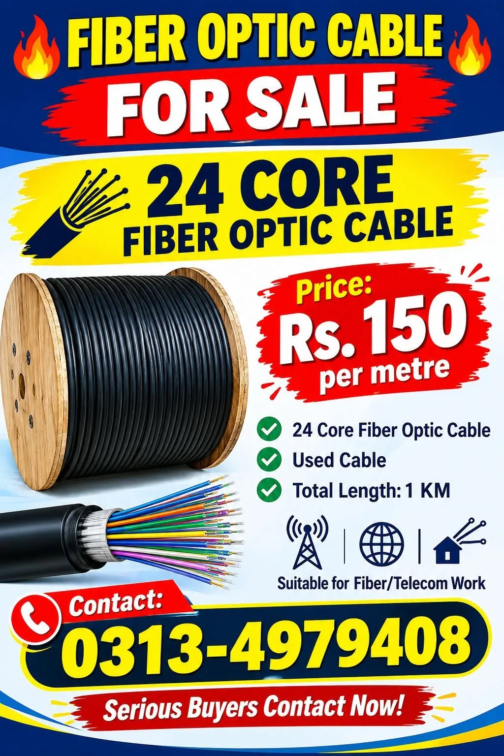 24 Core Fiber Optic Cable For Sale