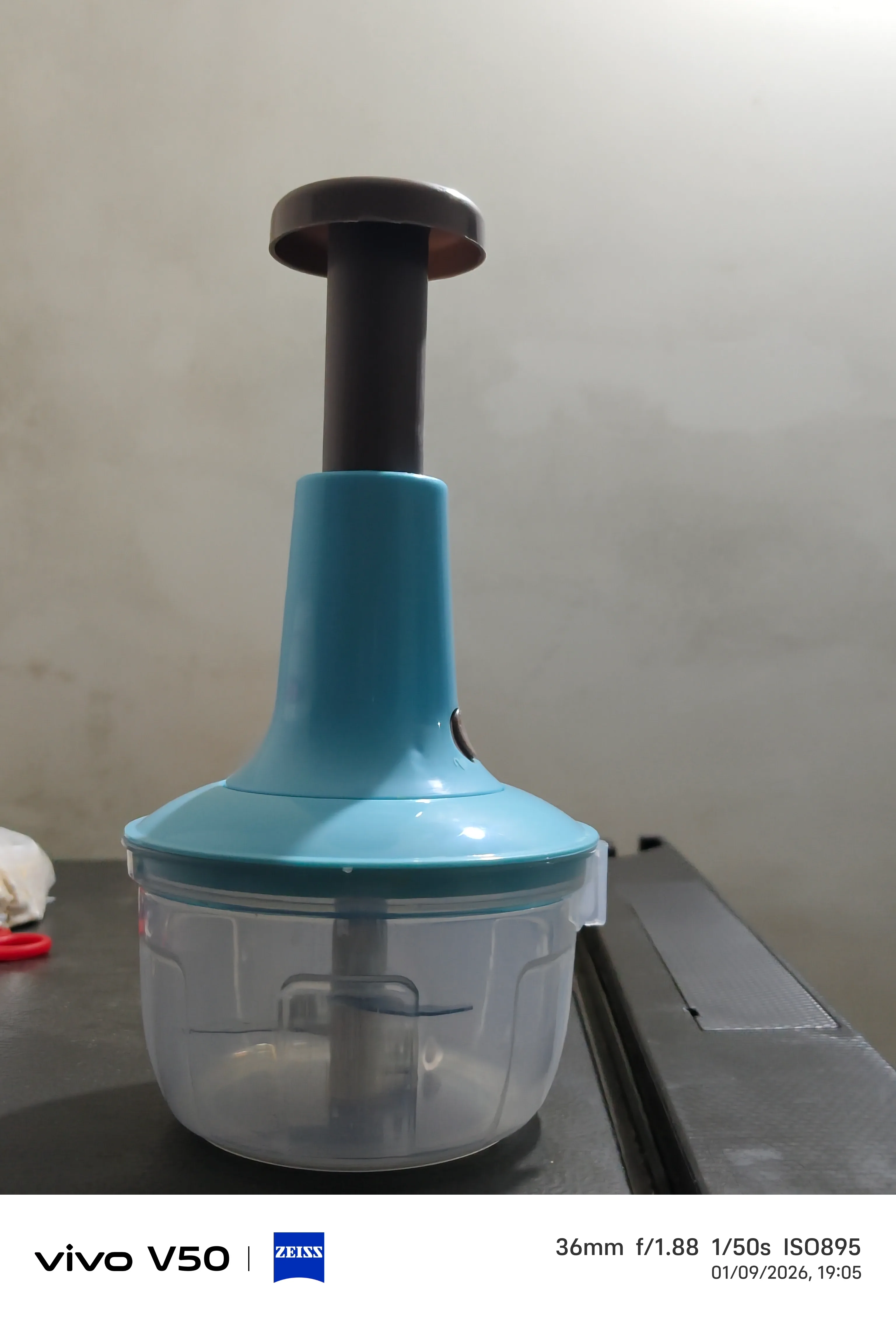 Manual Food Chopper - Blue and Clear