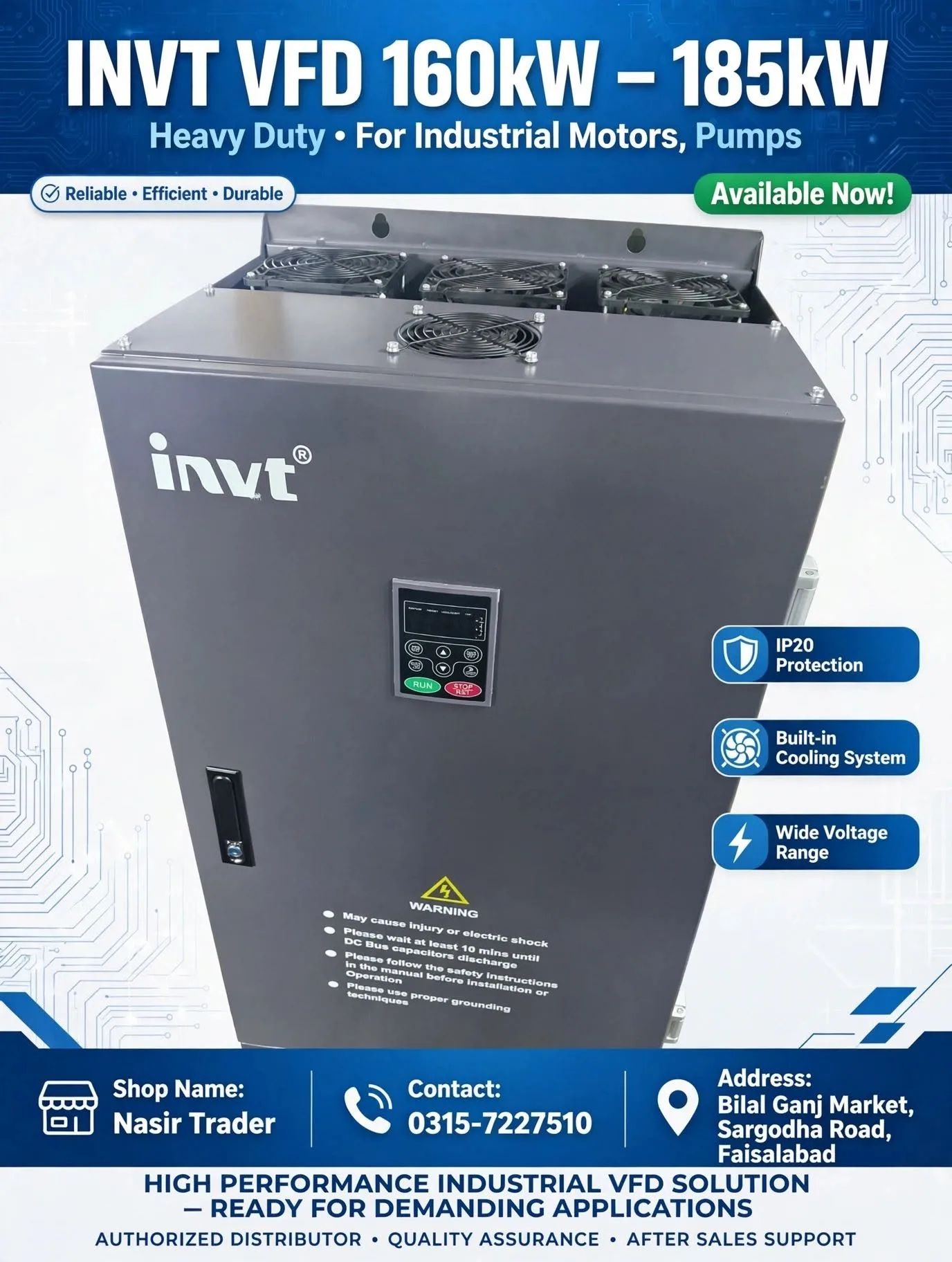 INVT VFD 160kW – 185kW | Heavy-Duty Industrial VFD
