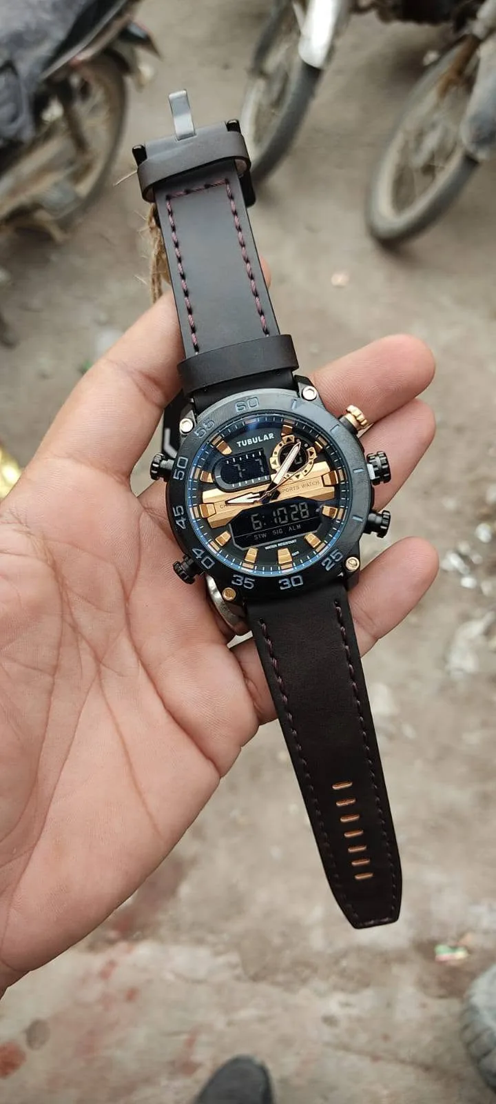 ⌚ Tubular Original Men's Dual Time Watch | Leather Strap | Original Box & Bag