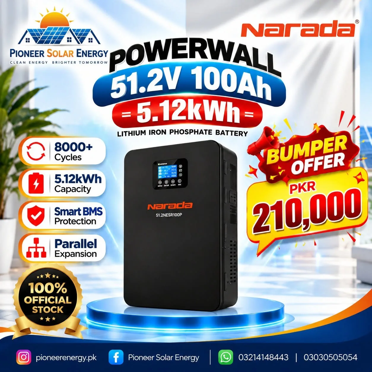 Narada Powerwall 5.12kWh Lithium Battery 🔋 | Bumper Offer – Limited Stock! 🔥