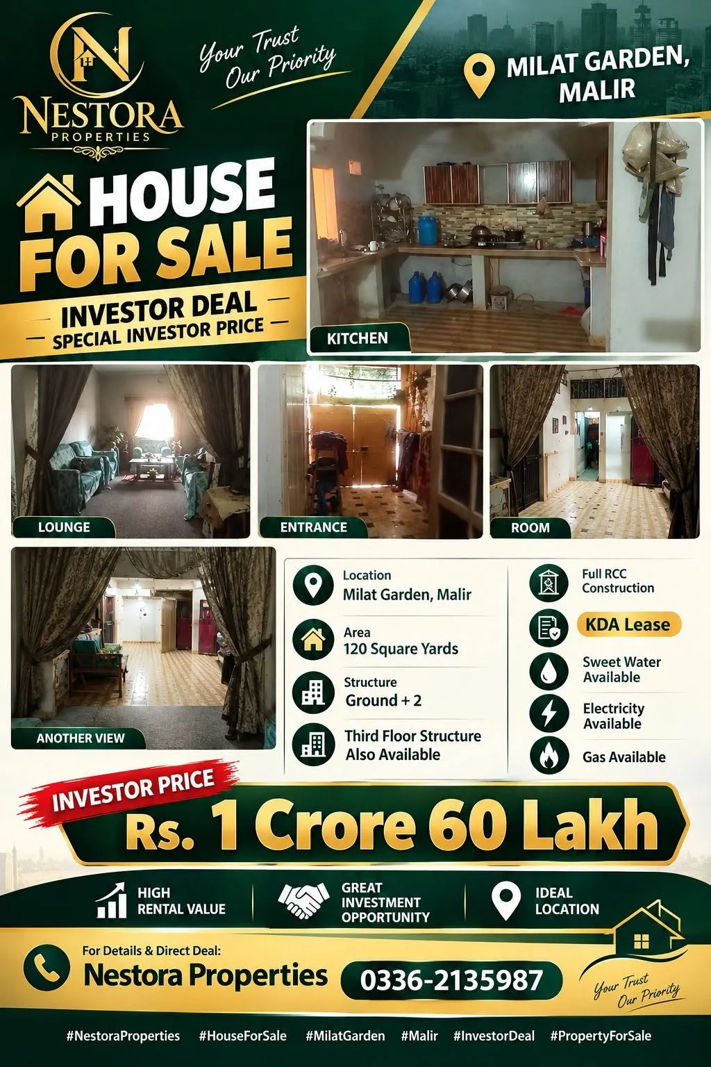 For Sale - π‘ House For Sale β Millat Garden, Malir Karachi
