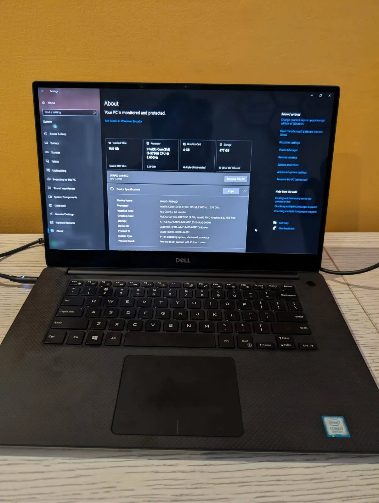 ๐ป Dell XPS 15 7590 | Core i7 9th Gen | GTX 1650 | 4K Touch