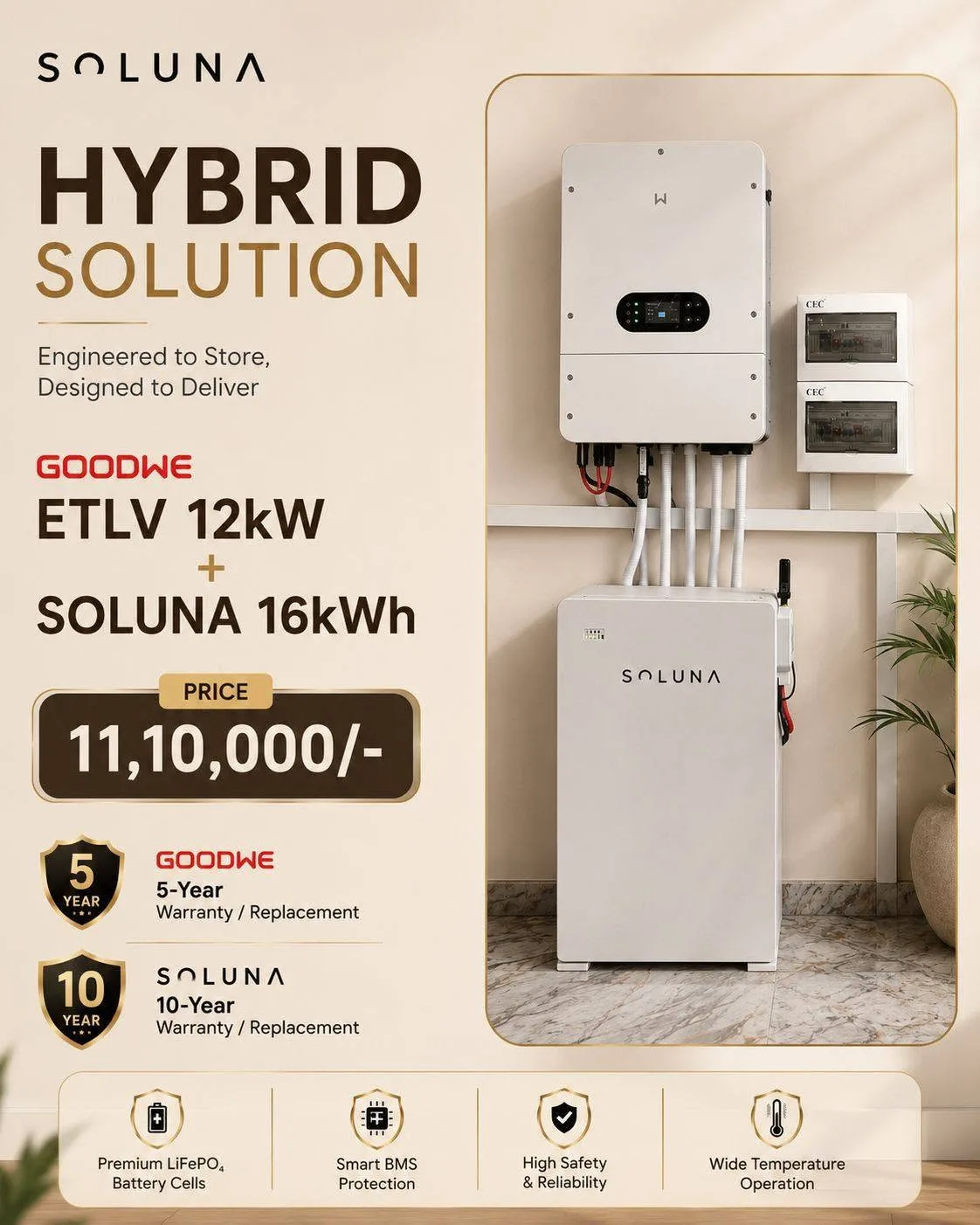 ⚡ SOLUNA HYBRID SOLUTION ⚡ 🔋 GoodWe ETLV 12kW + Soluna 16kWh