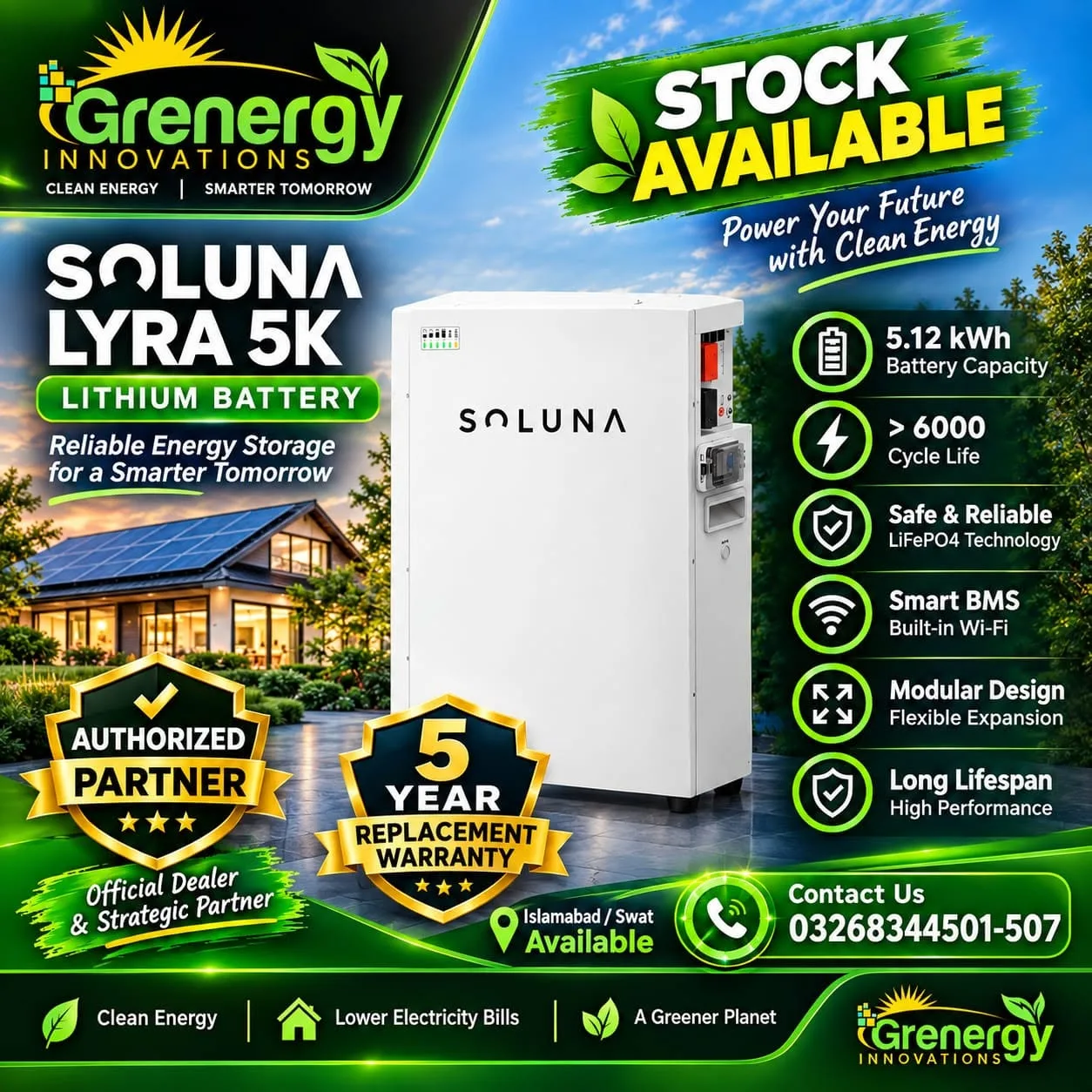 SOLUNA LYRA 5K β 5.12 kWh Lithium Battery