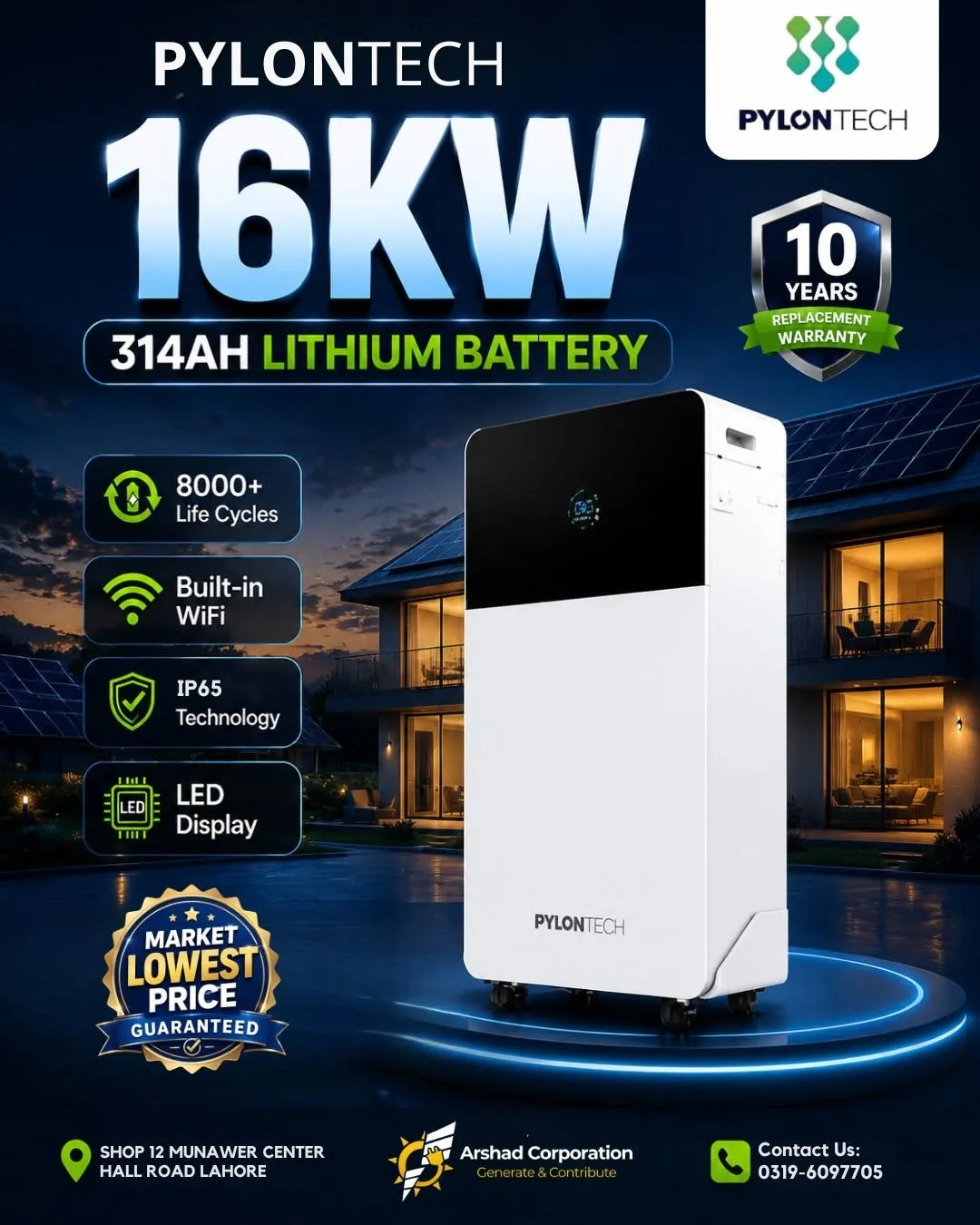 🔋 Pylontech FIDUS Plus 16kWh 314Ah Lithium Battery | 10 Years Replacement Warranty | Lahore