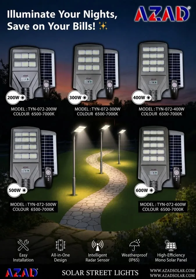 Light up your outdoor spaces with powerful AZAD Solar Street Lights