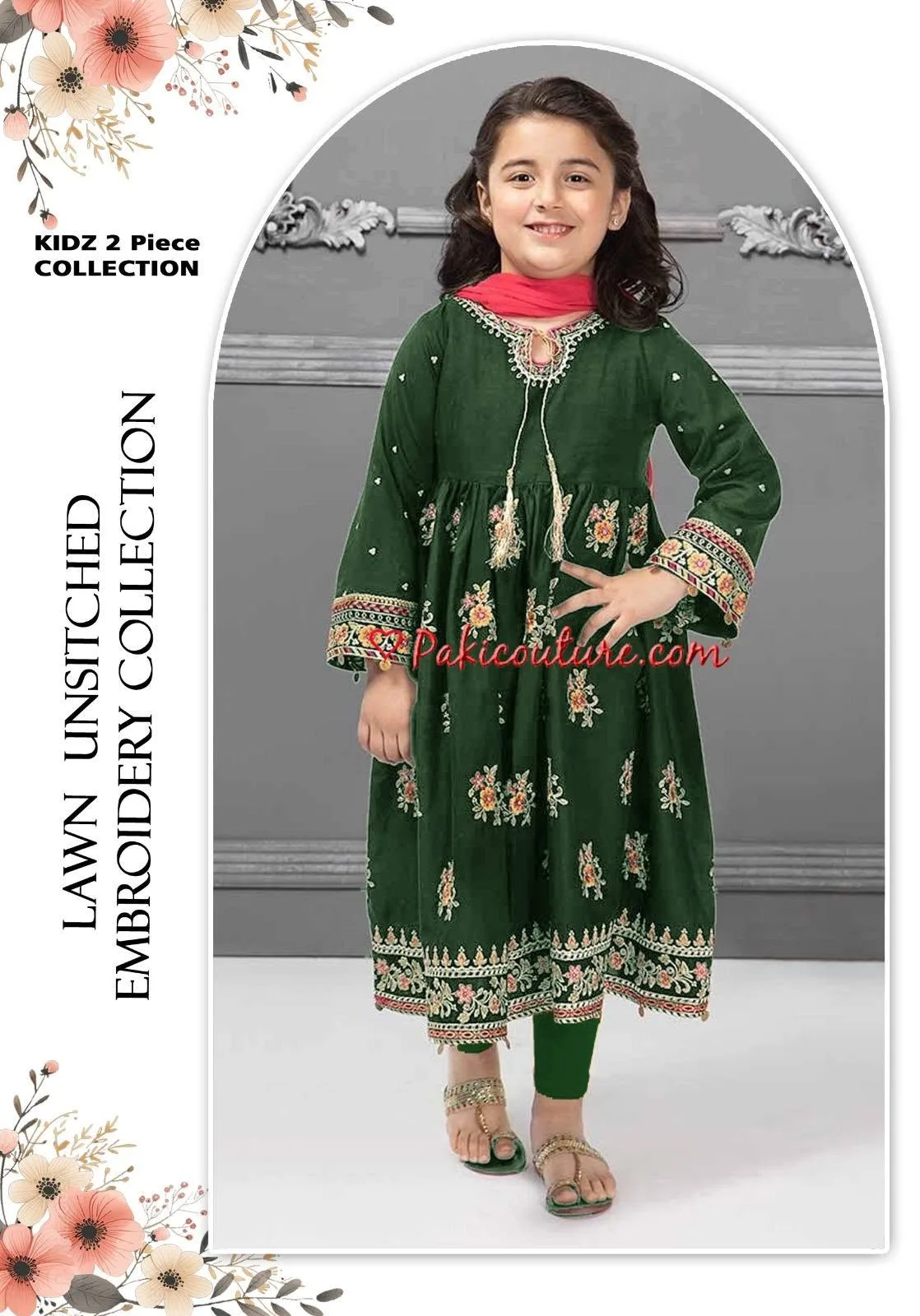 Girls 2 Piece Lawn Suit | Unstitched | Ages 4–12 Years | Rs. 1,550