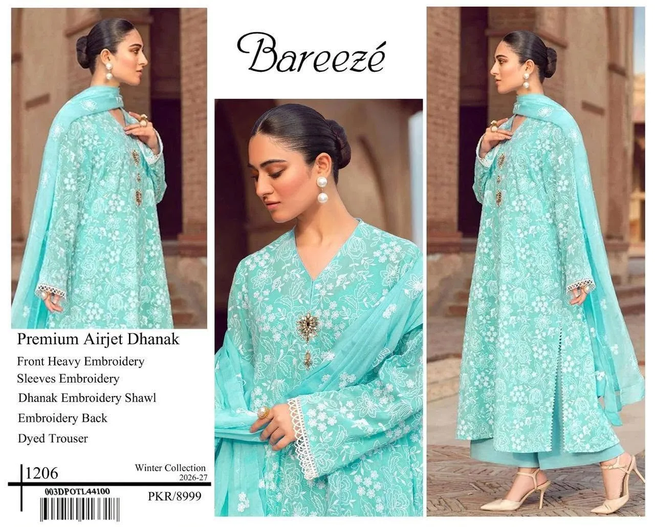 Bareeze Dhanak Embroidered 3-Piece Suit – Gujranwala