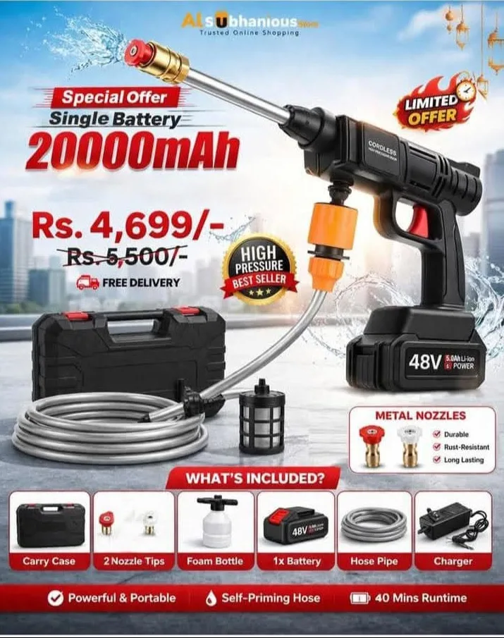 ๐ฟ Cordless High Pressure Car Washer โ 20,000mAh