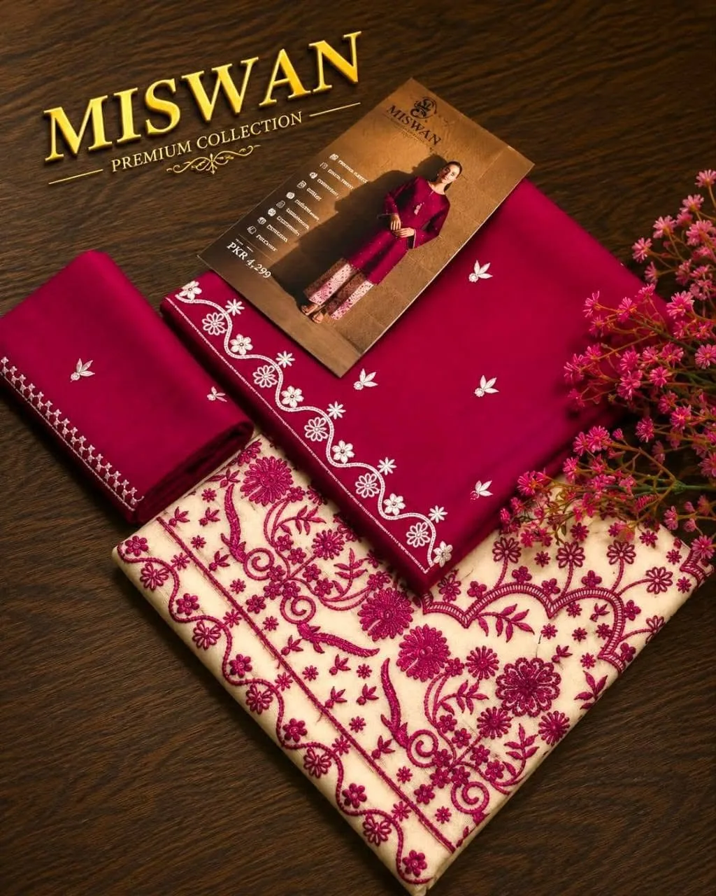 MISWAN Premium 2-Piece Lawn Collection | Embroidered Shirt & Trouser | Wholesale Price